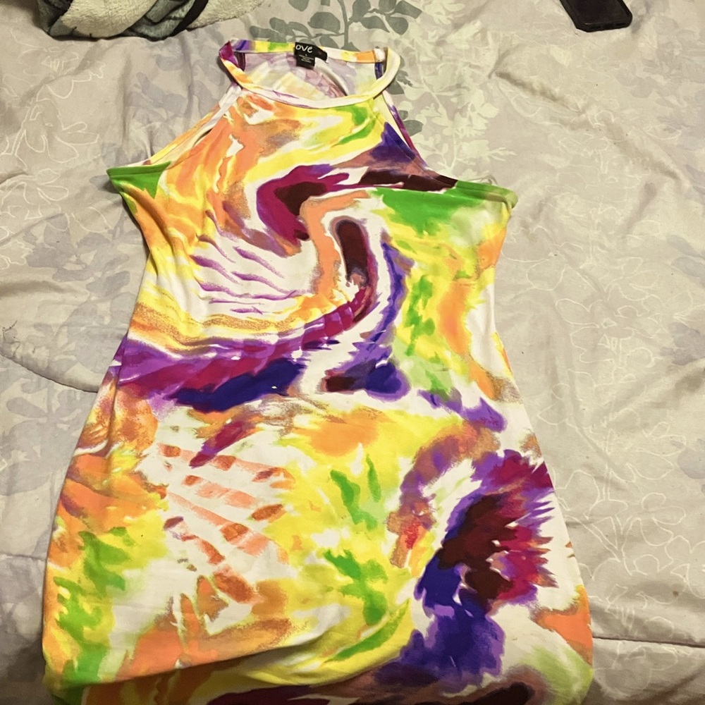 Silky material dress love by design multi color design in size large